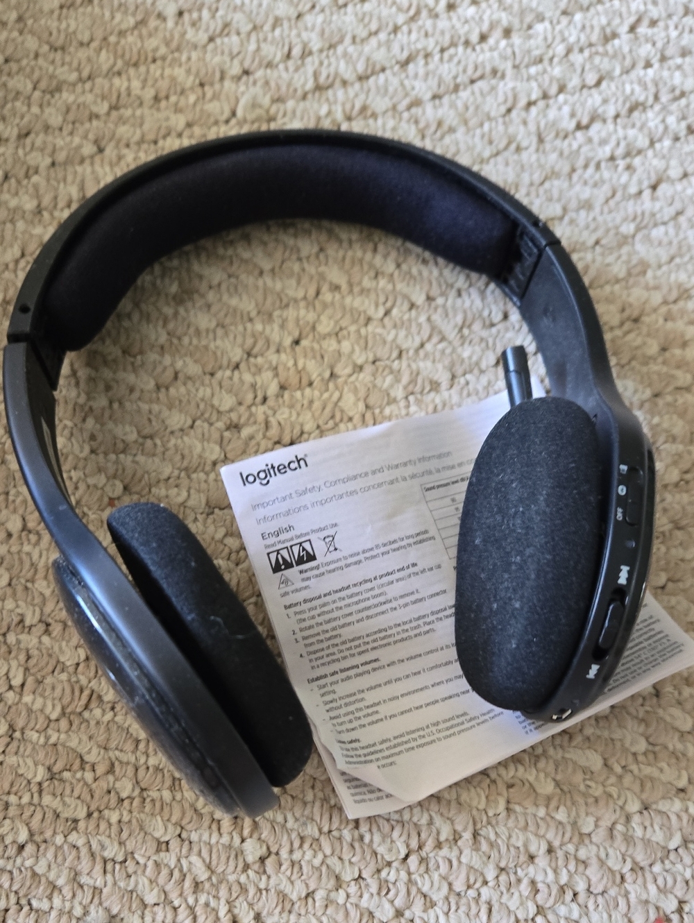 Logitech Black On-Ear Wireless Headphones with Built-In Controls